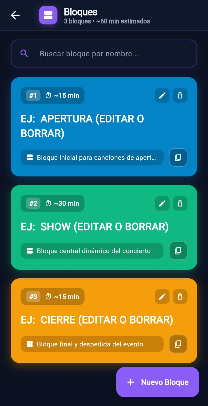 Estructura por Bloques con Tiempos